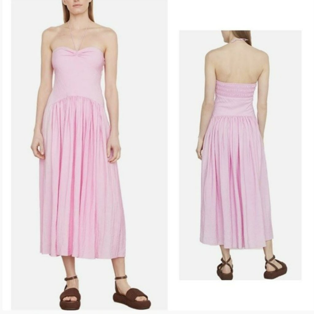Vince Halter Sundress With Gathered Skirt And Shirred Top Bnwt